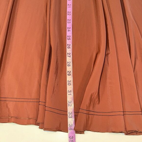 CASASOLA Brown Silk Blend Stretch Midi Full A-Line Skirt Women Sz 40 Small Italy - Picture 7 of 12